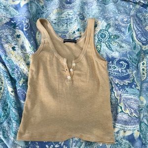 yellow striped cropped tank top